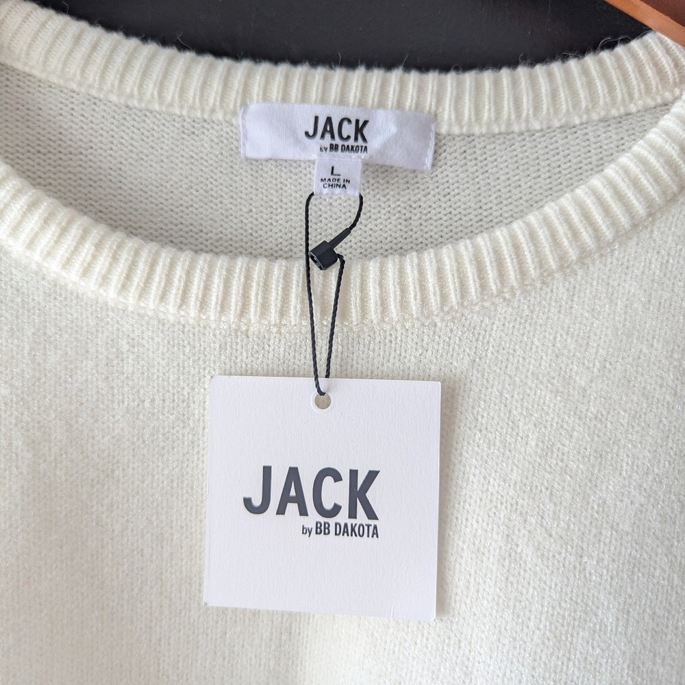 Jack by BB Dakota Sweater Off White Lattice Bell Sleeve Open Knit Sz L - Picture 5 of 10